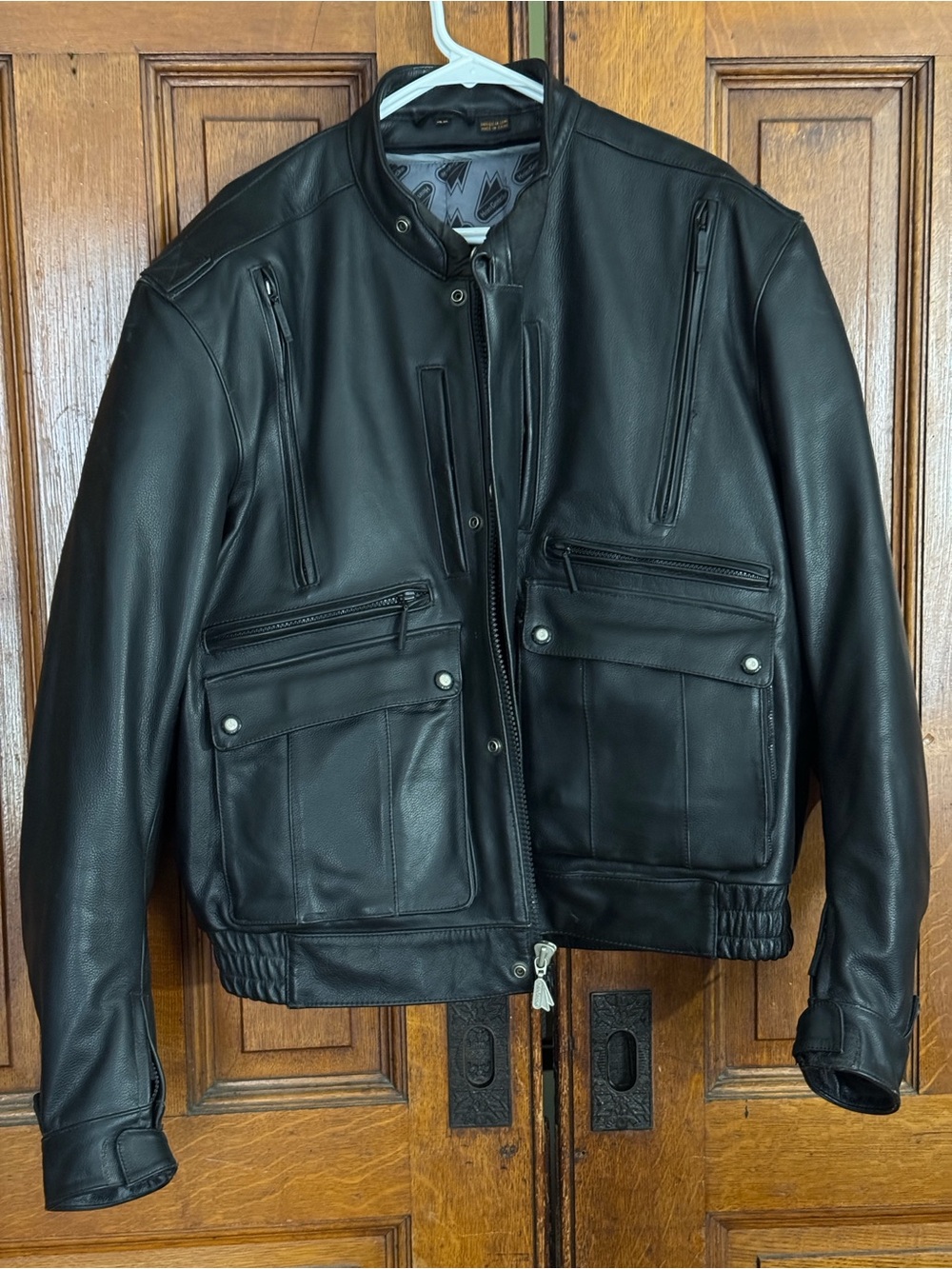 Hein Gericke Armoured And Vented Black Leather Biker Jacket Motorcycle Size 48